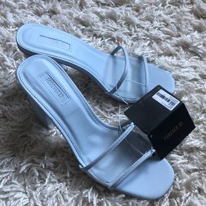 Powder Blue Transparent Mules - 7.5